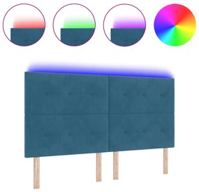 vidaXL LED Κεφαλάρι Σε Σκούρο Μπλε 90 εκ. Βελούδο