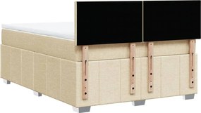 vidaXL Κρεβάτι Boxspring με Στρώμα Κρεμ 140x200 εκ. Υφασμάτινο