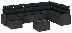 vidaXL Σετ Καναπέ Κήπου με μαξιλάρι 9 pcs Μαύρο Πολυ ράταν