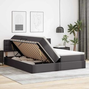 vidaXL Κρεβάτι Αποθήκης με στρώμα Γκρι 200 x 200 cm Τεχνητό Δέρμα