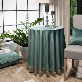 Ροτόντα Με Κρόσσι Velvet 15 Pine Green Teoran Διάμετρος 180cm Φ180 Βαμβάκι-Ακρυλικό