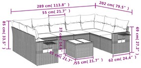 vidaXL Σετ Καναπέ Κήπου 10 τεμ. Μπεζ Συνθετικό Ρατάν με Μαξιλάρια