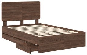 vidaXL Σκελετός Κρεβατιού Καφέ δρυς 135 x 190 cm Μηχανήματος Ξύλο