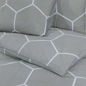 vidaXL Σετ Παπλωματοθήκης Γκρι και Λευκό 260x220 εκ. Βαμβακερό