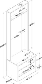 Έπιπλο Εισόδου Καρυδί / Λευκό FOTIN 59.8x35.5x182.8