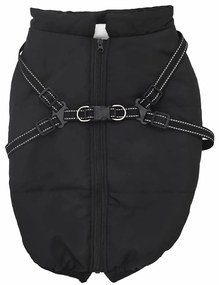 vidaXL Μπουφάν Σκύλου με ιμάντα Μαύρο 6XL Φλις και Πολυεστέρας