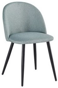 Καρέκλα Bella ΕΜ757,20 50x57x81cm Black Green Σετ 4τμχ Μέταλλο,Ύφασμα