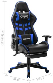 Καρέκλα Gaming με Υποπόδιο Μαύρο / Μπλε από Συνθετικό Δέρμα - Πολύχρωμο