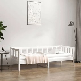 Καναπές Κρεβάτι Λευκός 90 x 190 εκ. από Μασίφ Ξύλο Πεύκου