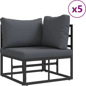 vidaXL Σετ Καναπέ Κήπου με μαξιλάρι 7 pcs Μαύρο Ατσάλι