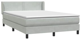 vidaXL Κρεβάτι Boxspring με Στρώμα Ανοιχτό Γκρι 160x220 εκ. Βελούδινο