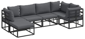vidaXL Σετ Καναπέ Κήπου με μαξιλάρι 6 pcs Μαύρο Αλουμίνιο
