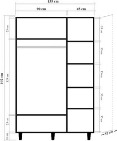 Τριφυλλη Ντουλαπα Πευκο Atlantic LENA 52x135x192