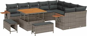 vidaXL Σετ Καναπέ Κήπου με μαξιλάρι 12 pcs Γκρι