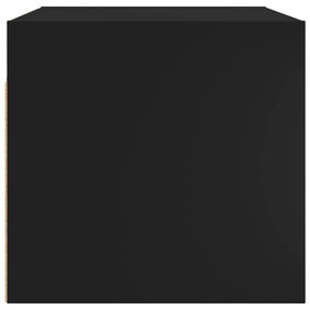 Κομοδίνα 2 τεμ. Μαύρα 68,5x37x35 εκ. με Γυάλινες Πόρτες - Μαύρο