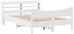 vidaXL Πλαίσιο Κρεβατιού με Κεφαλάρι Λευκό 120x190 εκ. Μασίφ Πεύκου
