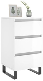 vidaXL Κομοδίνα 2 τεμ. Γυαλ. Λευκό 40x35x69 εκ. Επεξεργασμένο Ξύλο