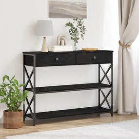 vidaXL Κονσόλα Μαύρη Δρυς 100x28x75 εκ Επεξεργασμένου Ξύλου &amp; Ατσαλιού