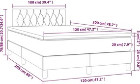 vidaXL Κρεβάτι Boxspring με Στρώμα Μαύρο 120 x 200 εκ. Βελούδινο