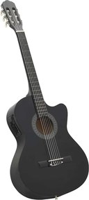 vidaXL Κιθάρα Western Classical Cutaway Μαύρη με Ισοσταθμιτή 6 Χορδές