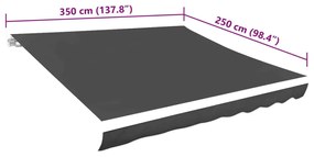 vidaXL Τεντόπανο Ανθρακί 350 x 250 εκ. από Καραβόπανο
