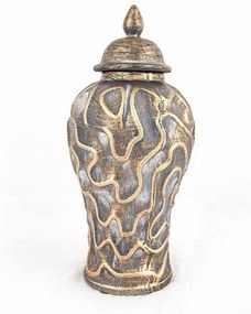 Βάζο Κεραμικό 752-20029 17.5x17.5x38.5cm Gold-Grey Estheti Home Ceramic