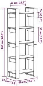 Βιβλιοθήκη/Διαχωριστικό Χώρου Λευκό 60x35x160 εκ. Μασίφ Ξύλο - Λευκό