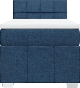 vidaXL Κρεβάτι Boxspring με Στρώμα Μπλε 100 x 200 εκ. Υφασμάτινο
