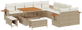 vidaXL Σετ Καναπέ Κήπου με μαξιλάρι 13 pcs Μπεζ Πολυ ράταν