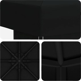 vidaXL Κιόσκι 3 x 3 m Μαύρο Πολυεστέρας και Χάλυβας 190 gsm