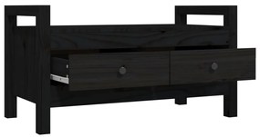 vidaXL Παγκάκι Χολ Μαύρο 80 x 40 x 43 εκ. από Μασίφ Ξύλο Πεύκου
