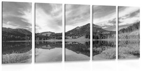 5 μέρη εικόνα λίμνη κάτω από τους λόφους σε μαύρο & άσπρο - 100x50