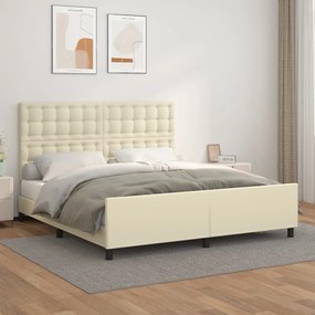 vidaXL Πλαίσιο Κρεβατιού με Κεφαλάρι Κρεμ 180x200 εκ. Συνθετικό Δέρμα