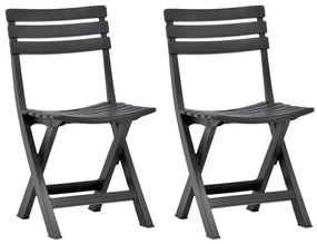 vidaXL Καρέκλες Κήπου Πτυσσόμενες 2 τεμ. Ανθρακί Πλαστικές