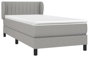 vidaXL Κρεβάτι Boxspring με Στρώμα Ανοιχτό Γκρι 90x190 εκ. Υφασμάτινο