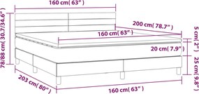 vidaXL Κρεβάτι Boxspring με Στρώμα Μαύρο 160x200 εκ. Υφασμάτινο