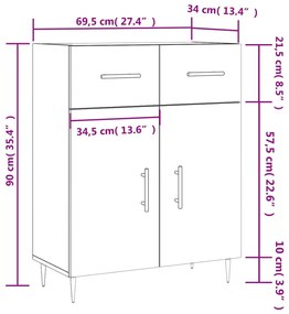 Ντουλάπι Γκρι Sonoma 69,5 x 34 x 90 εκ. από Επεξεργασμένο Ξύλο - Γκρι