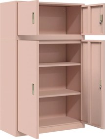 vidaXL Ντουλάπι αποθήκευσης 2 τμχ. Ροζ 90 x 40 x 145 cm Ατσάλι