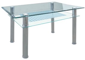 VERON Τραπέζι Τραπεζαρίας Κουζίνας Inox - Γυαλί  90x60x75cm [-Silver/Clear-] [-Μέταλλο/Γυαλί-] ΕΜ701