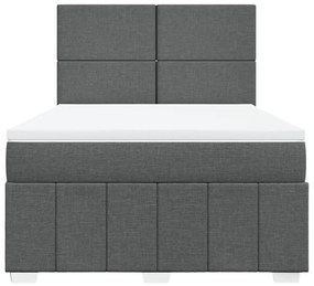 vidaXL Κρεβάτι Boxspring με Στρώμα Σκούρο Γκρι 140x190 εκ. Υφασμάτινο