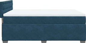 vidaXL Κρεβάτι Boxspring με Στρώμα Μπλε 140x200 εκ. Βελούδινο