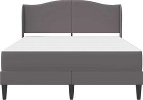 vidaXL Σκελετός κρεβατιού με στρώμα Γκρι 140 x 200 cm Τεχνητό Δέρμα