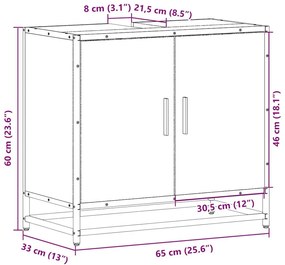 ντουλάπι νιπτήρα μπάνιου καφέ δρυς 65x33x60 cm - Καφέ