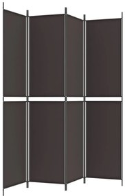 Διαχωριστικό Δωματίου με 4 Πάνελ Μαύρο 200 x 220 εκ. Υφασμάτινο - Καφέ
