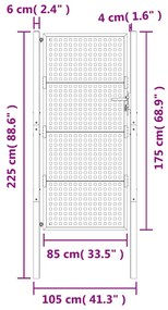 vidaXL Πύλη Κήπου Ανθρακί 105 x 225 εκ. Ατσάλινη