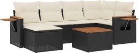 vidaXL Patio Sofa Set 6-θέσια Black and Cream