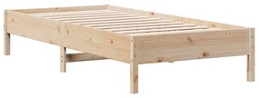 Κρεβάτι Βιβλιοθήκη Χωρίς Στρώμα 90x190 εκ Μασίφ Ξύλο Πεύκου - Καφέ