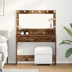 vidaXL Τραπέζι Μακιγιάζ με ράφι Παλαιό ξύλο 100 x 41 x 135 εκ.