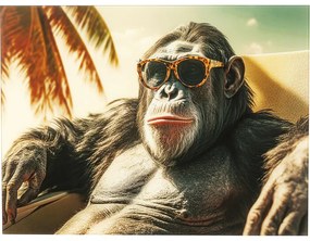 Πίνακας Γυάλινος Holiday Monkey Πολύχρωμος 80x0.4x60εκ. - Πολύχρωμο