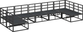 vidaXL Σετ Καναπέ Κήπου με μαξιλάρι 7 pcs Μαύρο Αλουμίνιο